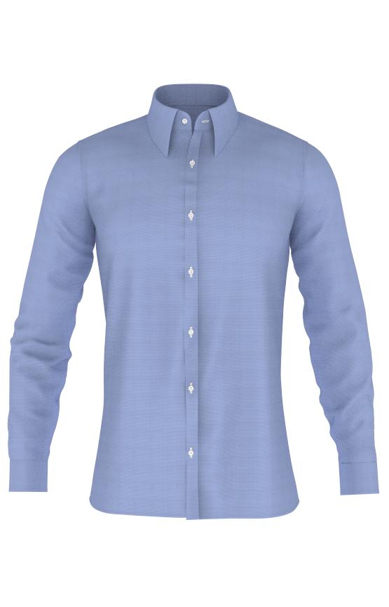 Camicia su misura 100% Cotone Fil a Fil Azzurro Colletto Gordon