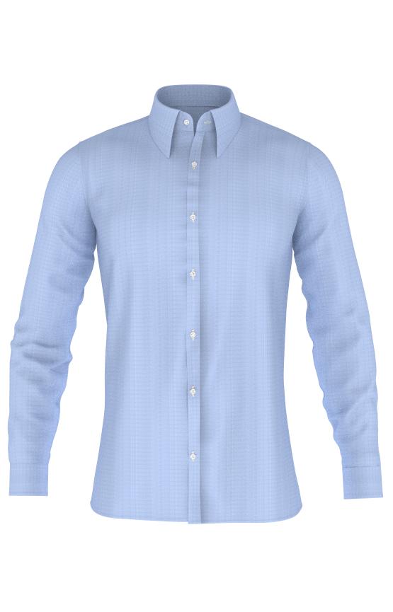 Camicia su misura 100% Cotone Twill Spinato Azzurro Colletto Gordon