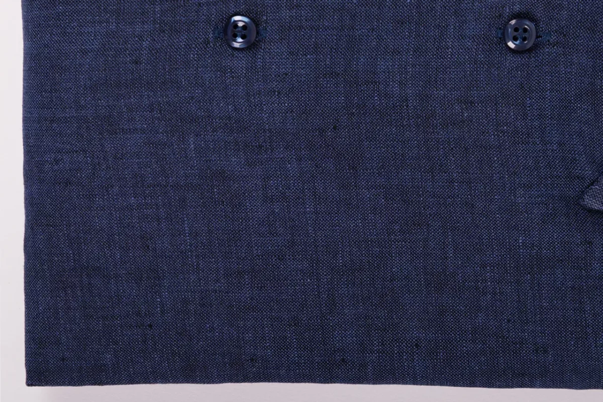 Camicia su misura tessuto Lino blu genziana
