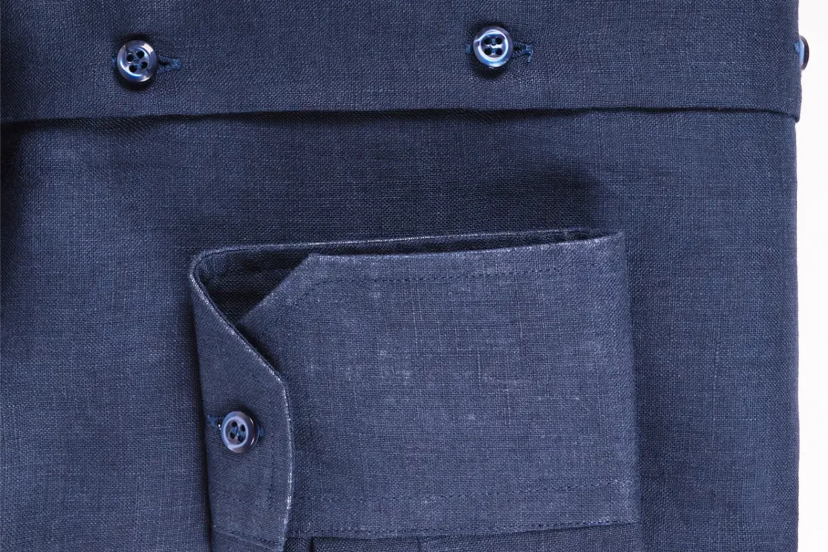 Camicia su misura tessuto Lino blu oltremare