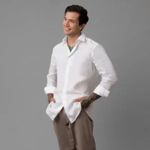Camicia su misura tessuto Lino bianco