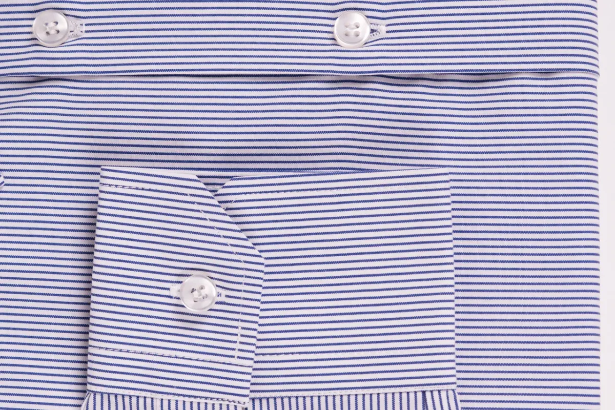 Camicia su misura tessuto Popeline a righe blu notte