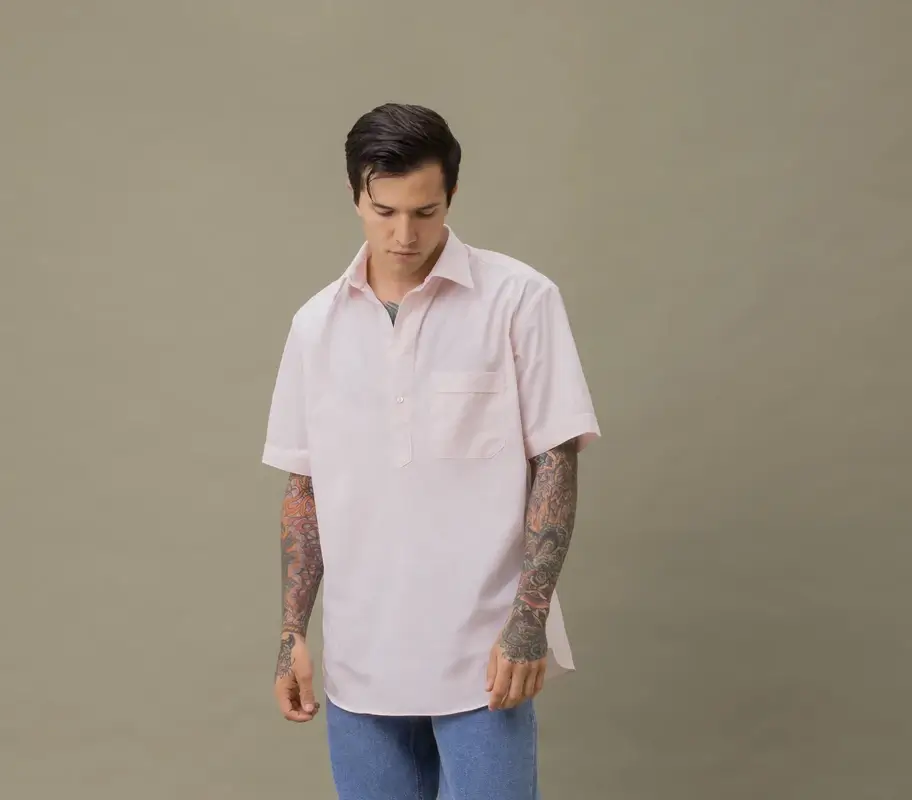 Camicia su misura tessuto Fil-a-fil rosa