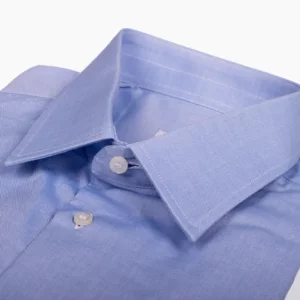 Camicia su misura tessuto Oxford blu acciaio