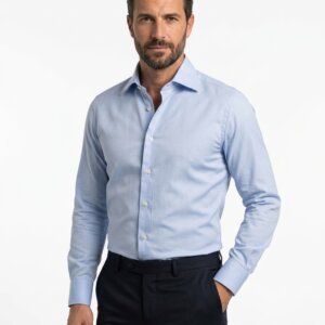 Camicia su misura tessuto Fil-a-fil azzurro