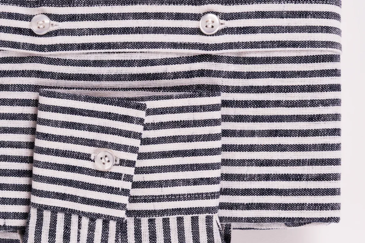 Camicia su misura tessuto lino-cotone rigato yacht club