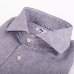 Camicia su misura tessuto Lino grigio perlato