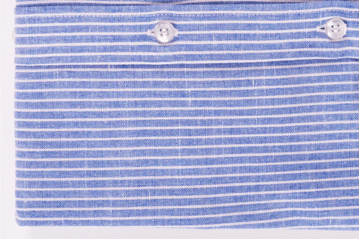 Camicia su misura tessuto lino-cotone rigato mare invernale