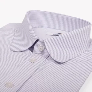 Camicia su misura tessuto Twill rigato sottile blu cobalto