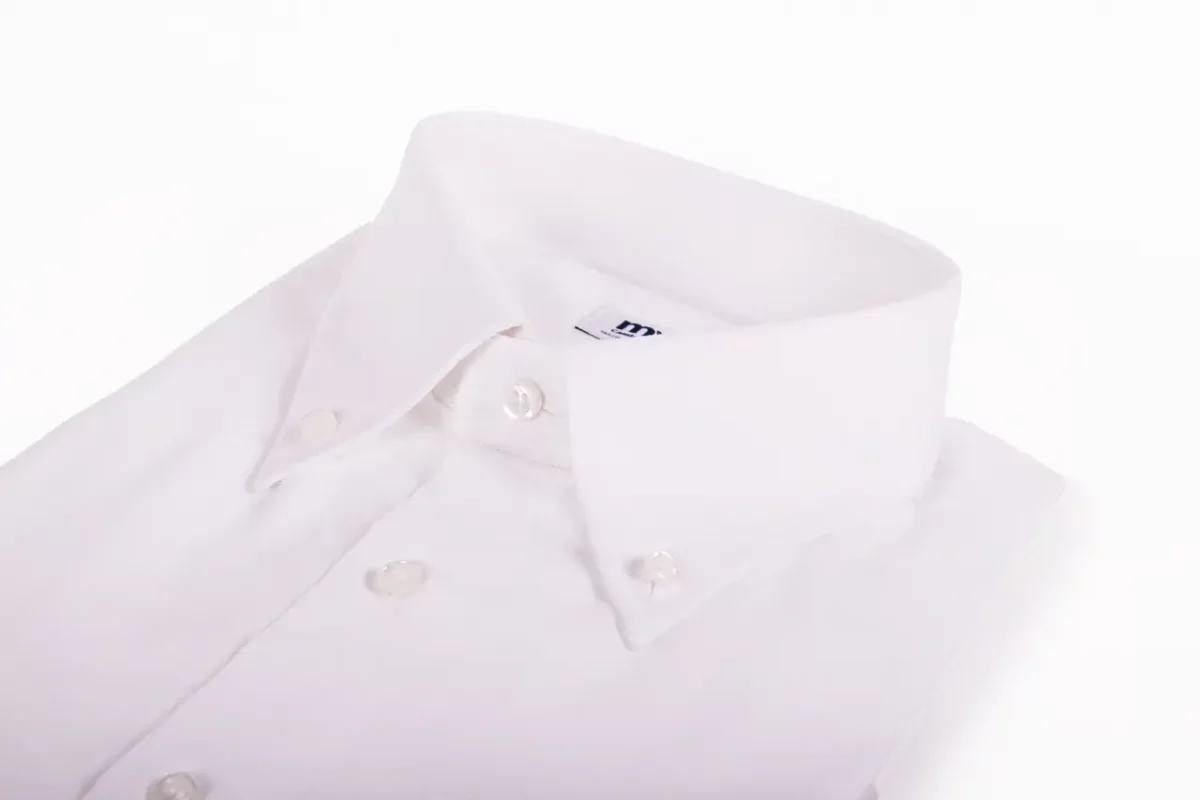 Camicia su misura tessuto Piquet bianco operato