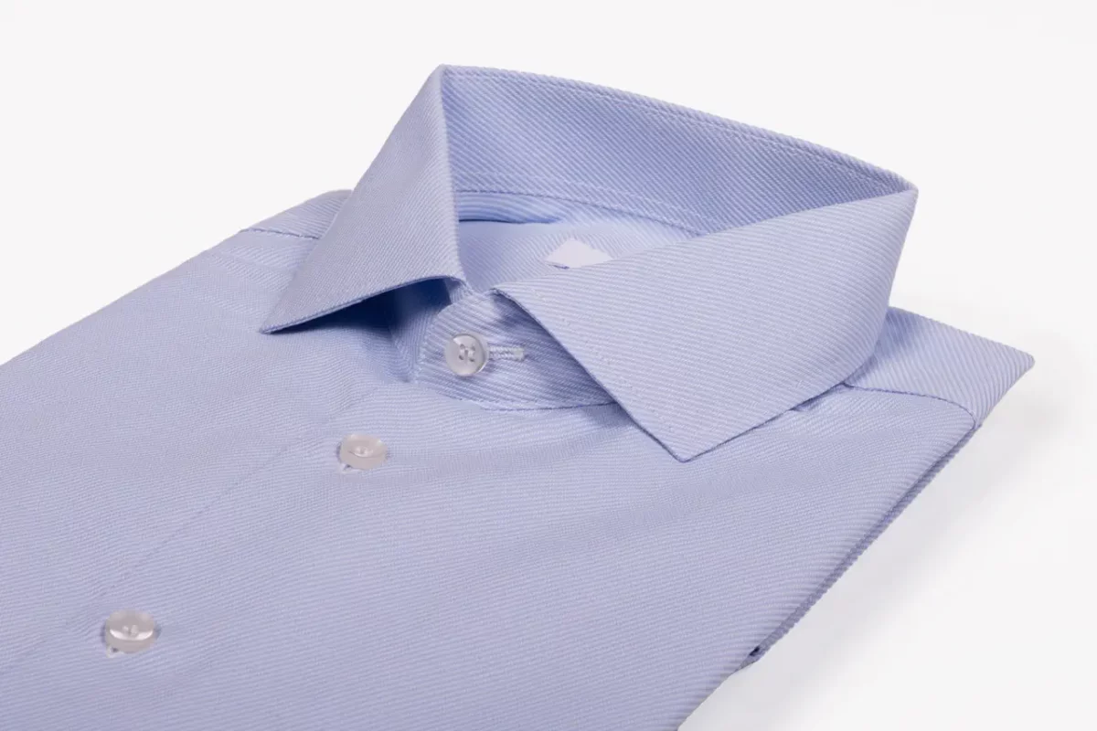 Camicia su misura tessuto Popeline operato diagonale azzurro pervinca