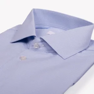 Camicia su misura tessuto Popeline operato diagonale azzurro pervinca