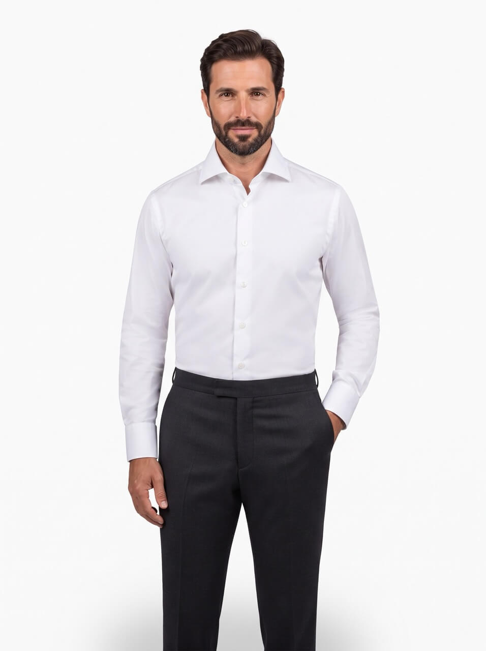 Camicia su misura tessuto Popeline bianco comfort no iron