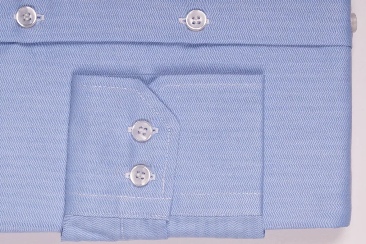 Camicia su misura tessuto Twill spinato azzurro