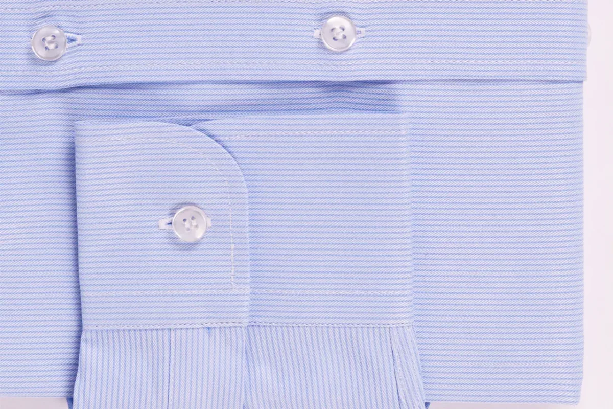 Camicia su misura tessuto Twill stretto blu fiordaliso