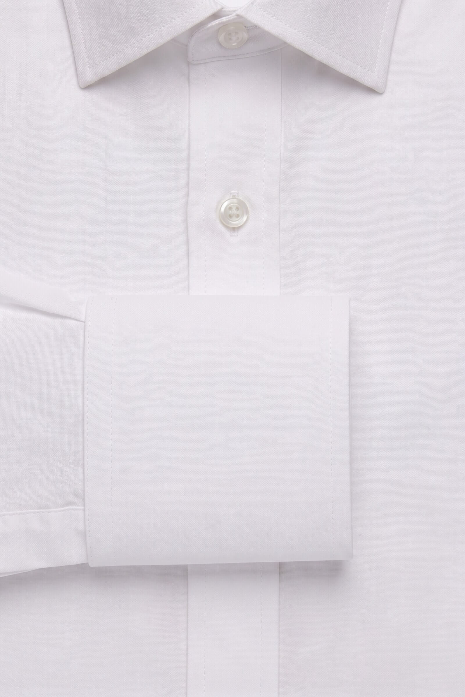 Particolare del polsino della camicia su misura Popeline Bianco