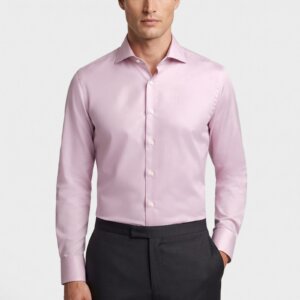 Camicia su misura Popeline Rosa indossata, vista frontale