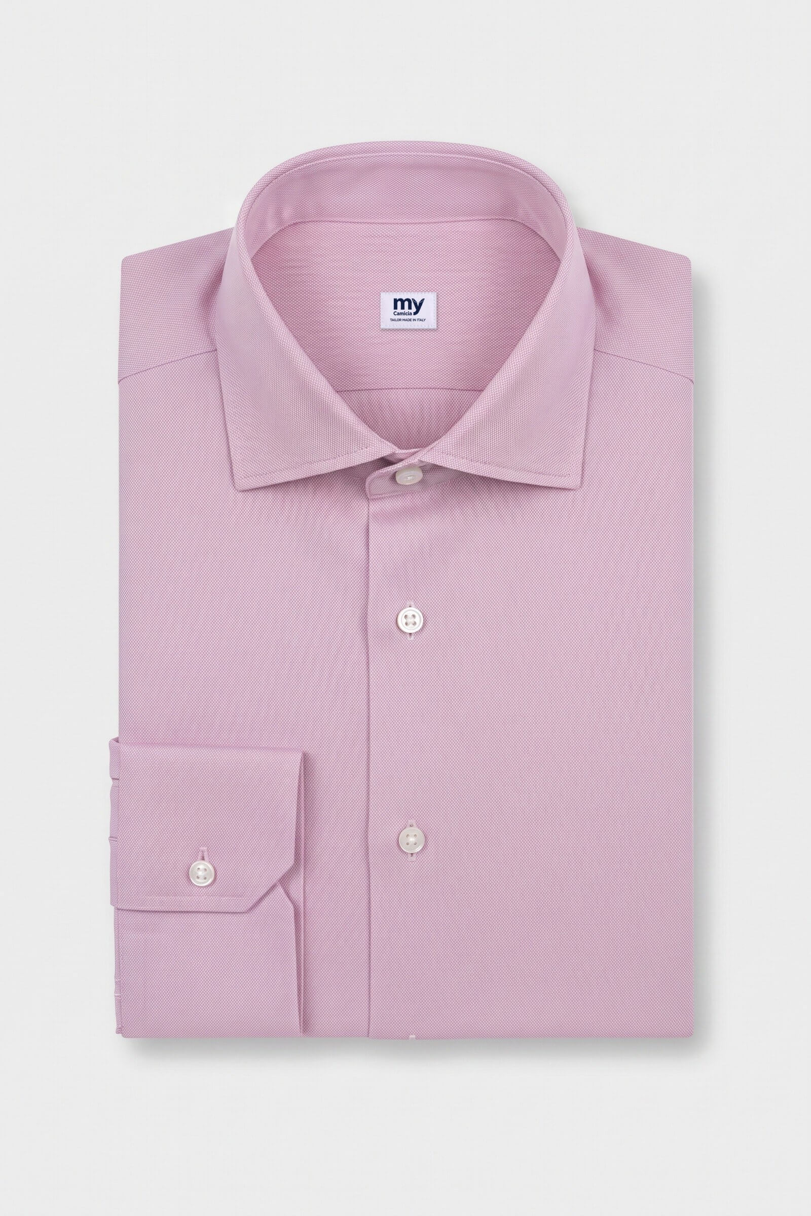 Camicia su misura Popeline Rosa piegata con etichetta MyCamicia