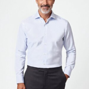 Camicia su misura Royal Oxford Bianco indossata, vista frontale