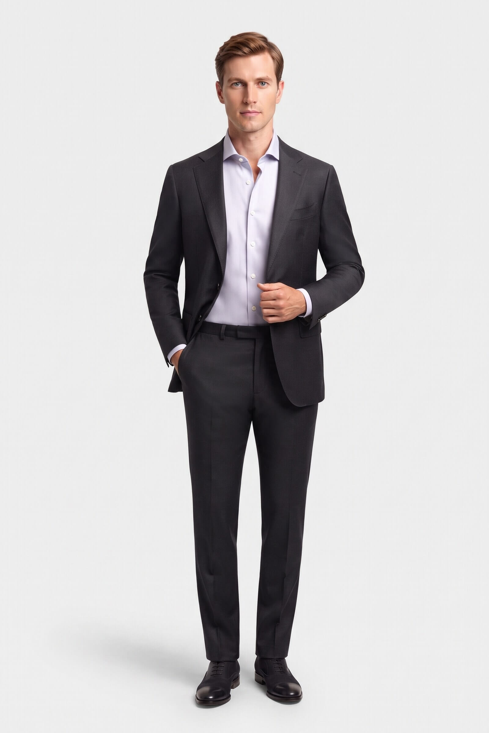 Camicia su misura Twill Spinato Millerighe Bianco in un look elegante